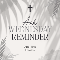 Ash Wednesday Reminder Instagram Post Design