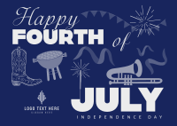 4th of July Illustration Postcard