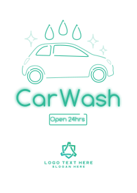 Neon sign Car wash Poster