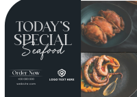 Minimal Seafood Restaurant  Postcard Design