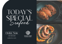 Minimal Seafood Restaurant  Postcard Image Preview