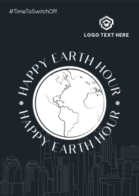 Earth Hour Lineart Flyer