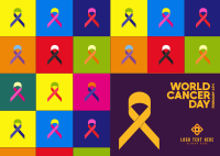 Multicolor Cancer Day Postcard