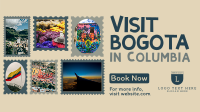 Travel to Colombia Postage Stamps Facebook Event Cover