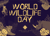 Rustic World Wildlife Day Postcard