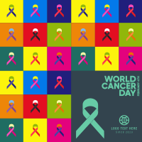 Multicolor Cancer Day Linkedin Post Design