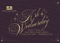 Simple Elegant Ash Wednesday Postcard