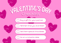 Valentine's Checklist Postcard