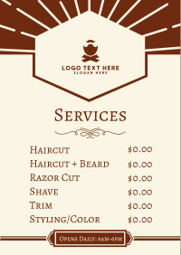 Classic Barber Pricelist Poster