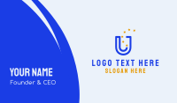 Blue Letter U & Stars Business Card Design