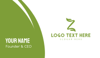 Green Leaf Z Stroke Business Card Design