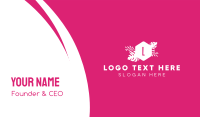 Pink Tropical Lettermark Business Card Design