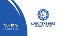 Blue Hexagon Tech Lettermark Business Card Design