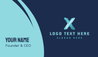 Blue Letter X Business Card Design