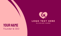 Pink Heart Knot Letter G Business Card Design