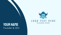 Blue Medieval Emblem Lettermark Business Card Design