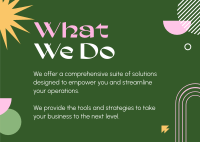 What We Do Postcard Design