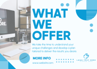 Minimalist Corporate What We Offer Postcard