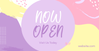 Pastel Memphis Now Open Facebook Ad