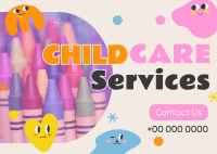 Quirky Faces Childcare Service Postcard