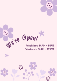 We're Open Flower Power Poster