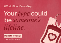 Life Blood Donation Postcard