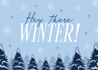 Hey There Winter Greeting Postcard
