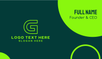 Neon Green Letter G Business Card Design