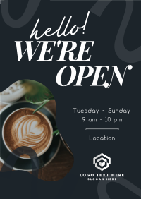 Open Coffee Shop Cafe Poster