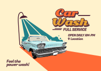 Retro Car Wash Postcard