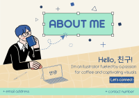 About Me Illustration Postcard Design