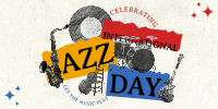 Retro Jazz Day Twitter Post Design