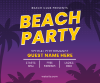 Beach Club Party Facebook Post