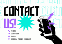 Quirky and Bold Contact Us Postcard