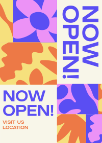 Floral Pattern Now Open Poster
