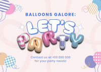 Cute Party Planner Postcard Design