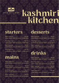 Kitchen Kashmir Menu