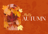 Hello There Autumn Greeting Postcard Design