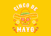Happy Cinco De Mayo Skull Postcard