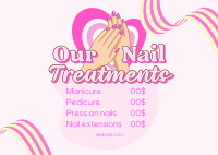 Nail Treatments List Postcard