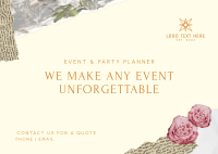 Event and Party Planner Scrapbook Postcard Design