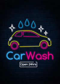 Neon sign Car wash Flyer