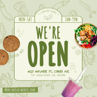 Vegan Monoline  Now Open Instagram Post Design