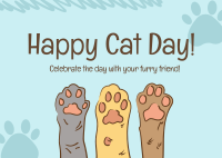 Cat Day Paws Postcard