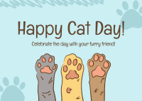 Cat Day Paws Postcard Design