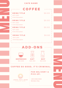 Minimalist Fun Coffee Shop Menu