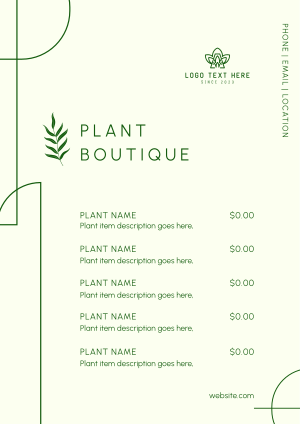 Plant Boutique Menu Image Preview