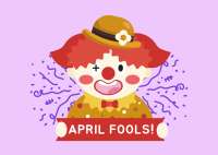 April Fools Clown Banner Postcard