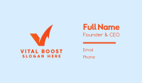 Orange Letter V Check  Business Card Image Preview