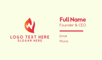 Letter W Startup Flame Business Card